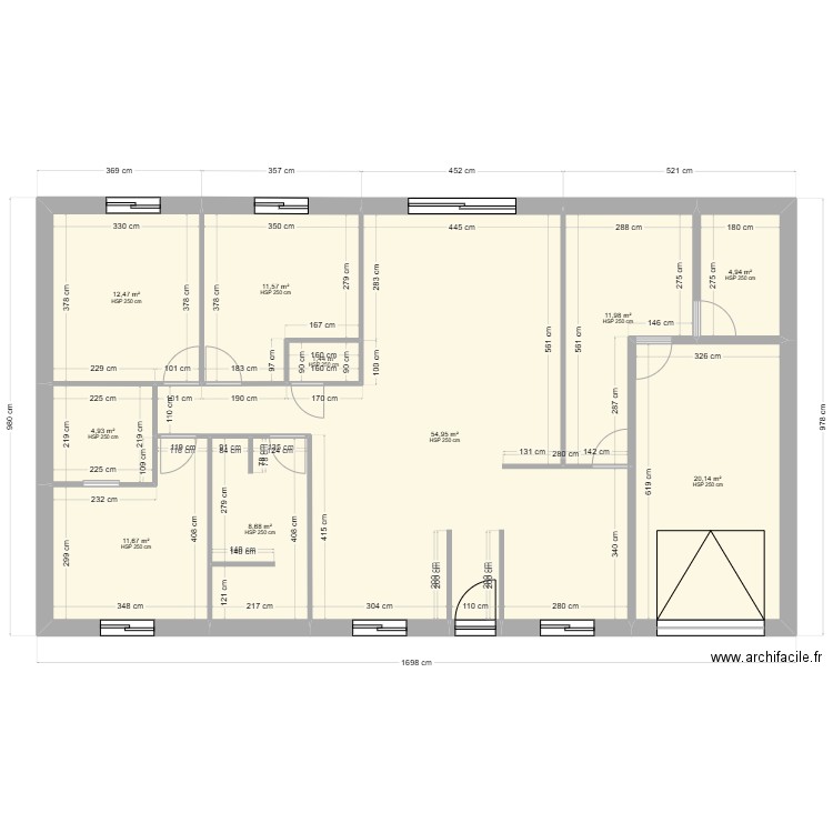 kroum et souria. Plan de 10 pièces et 143 m2