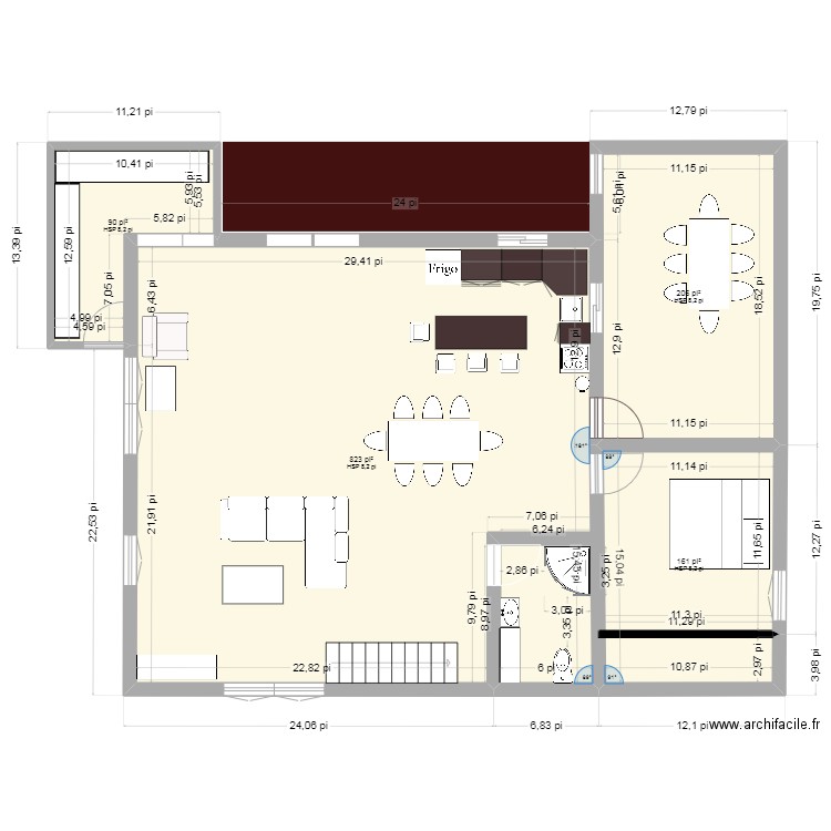 Rez de Chaussé Chalet. Plan de 4 pièces et 119 m2