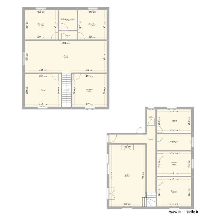 PLAN PARISET. Plan de 15 pièces et 208 m2