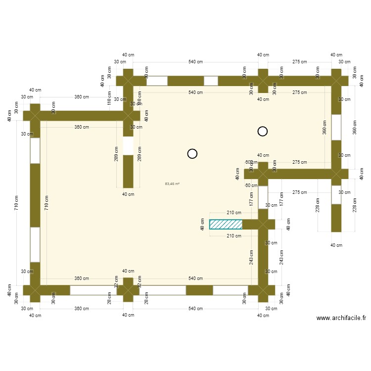 Raffy. Plan de 1 pièce et 83 m2