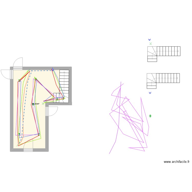 JDA. Plan de 1 pièce et 24 m2