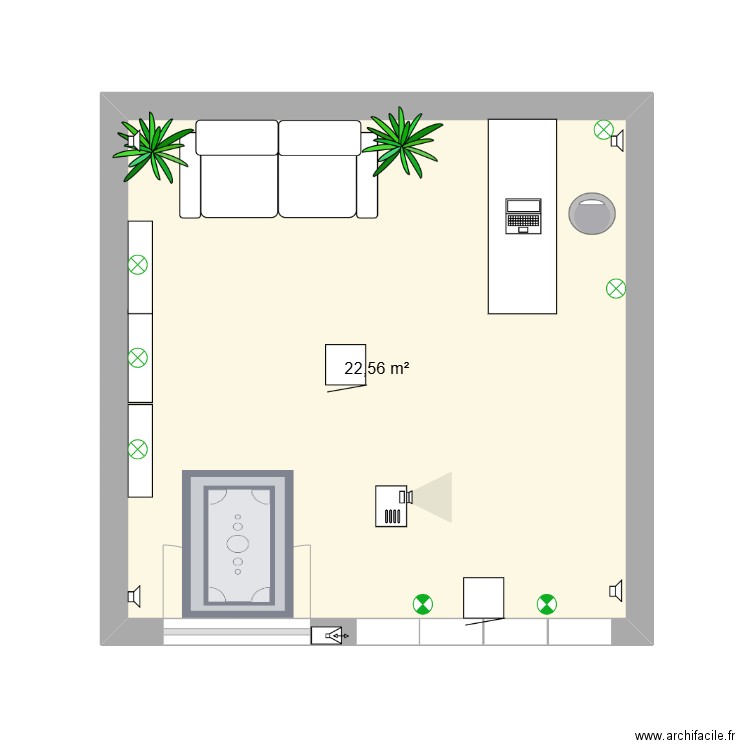 Pop Up. Plan de 1 pièce et 23 m2