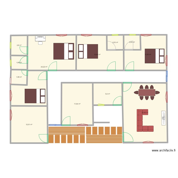 zahel modifie. Plan de 12 pièces et 111 m2