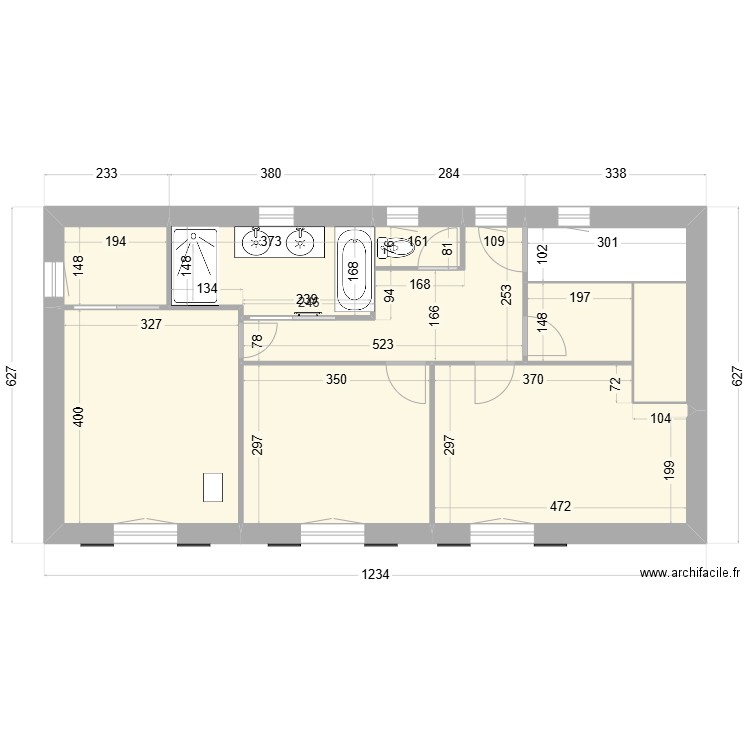 BANDOL Etage P1. Plan de 9 pièces et 60 m2