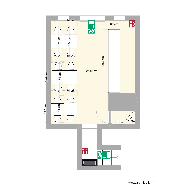 RDC 1. Plan de 1 pièce et 26 m2