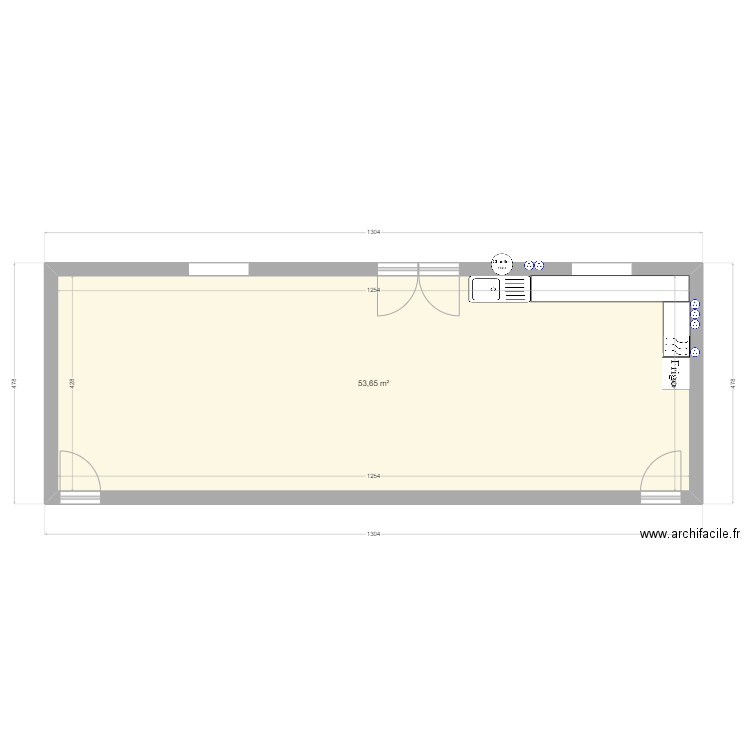 Aubagne salle pause Salariés. Plan de 1 pièce et 54 m2