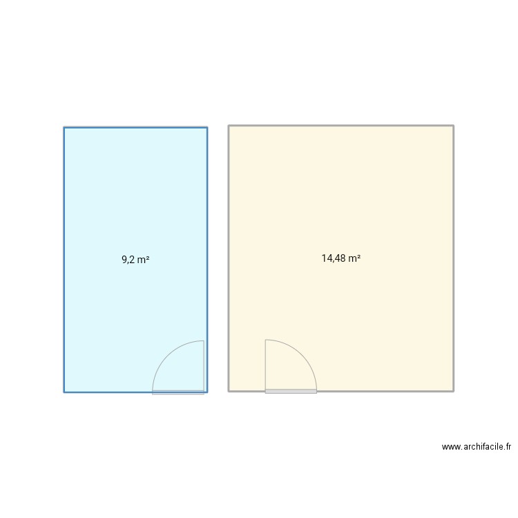 Chambres. Plan de 2 pièces et 24 m2