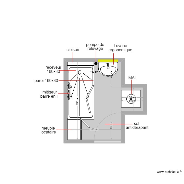 mauclaire. Plan de 1 pièce et 4 m2