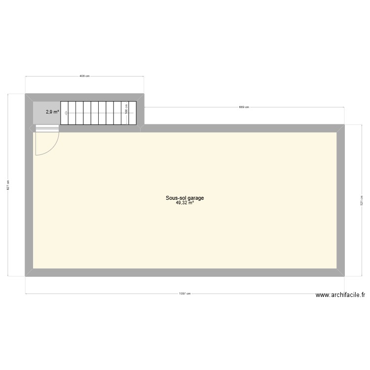 R-1. Plan de 2 pièces et 52 m2