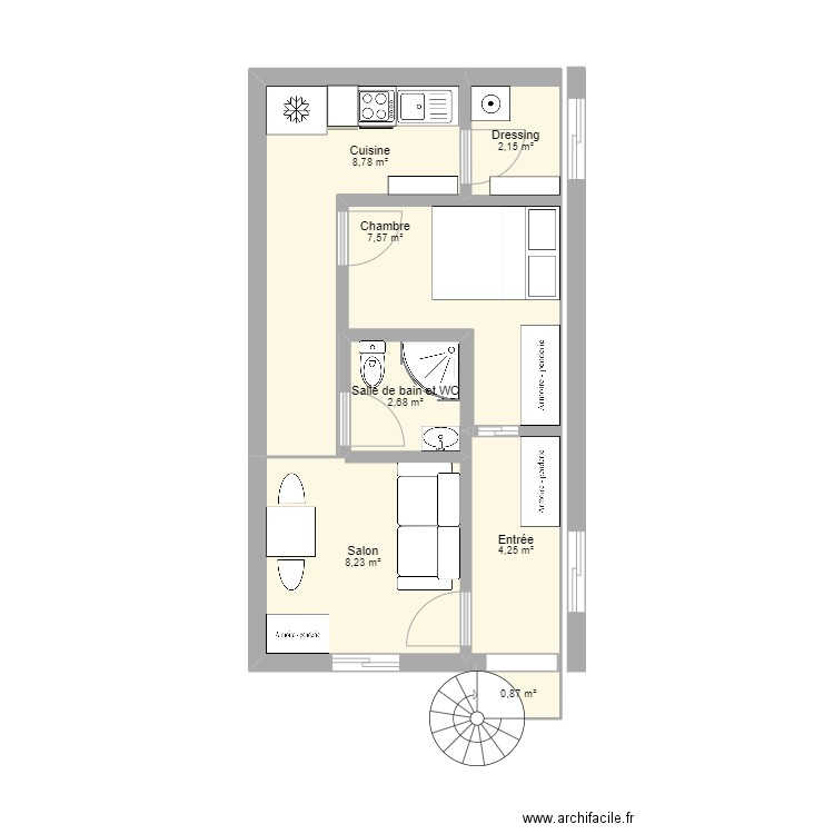 Scénario 2. Plan de 7 pièces et 35 m2