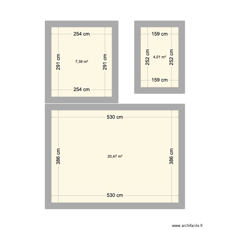 Gaux 106. Plan de 3 pièces et 32 m2