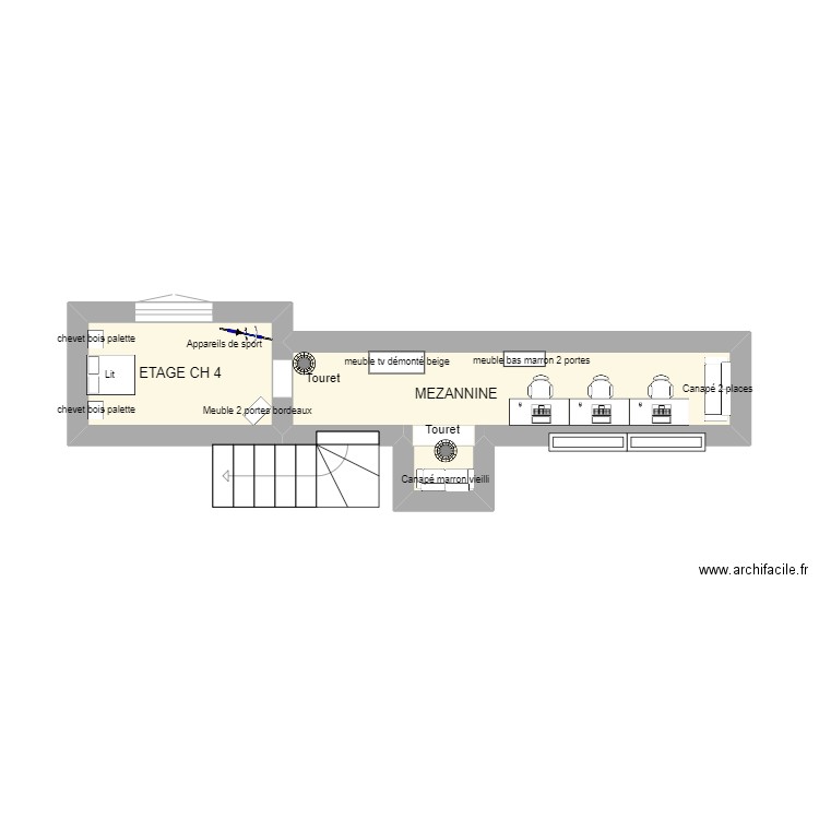 PLAN ETAGE MESNIL. Plan de 3 pièces et 9 m2