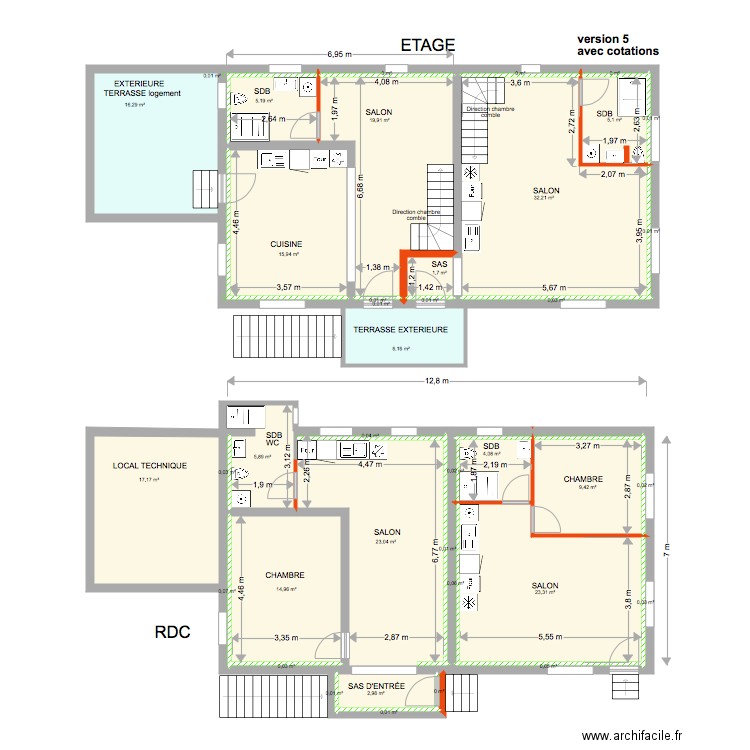 maison SCHNEIDER avec cotations version 5. Plan de 0 pièce et 0 m2