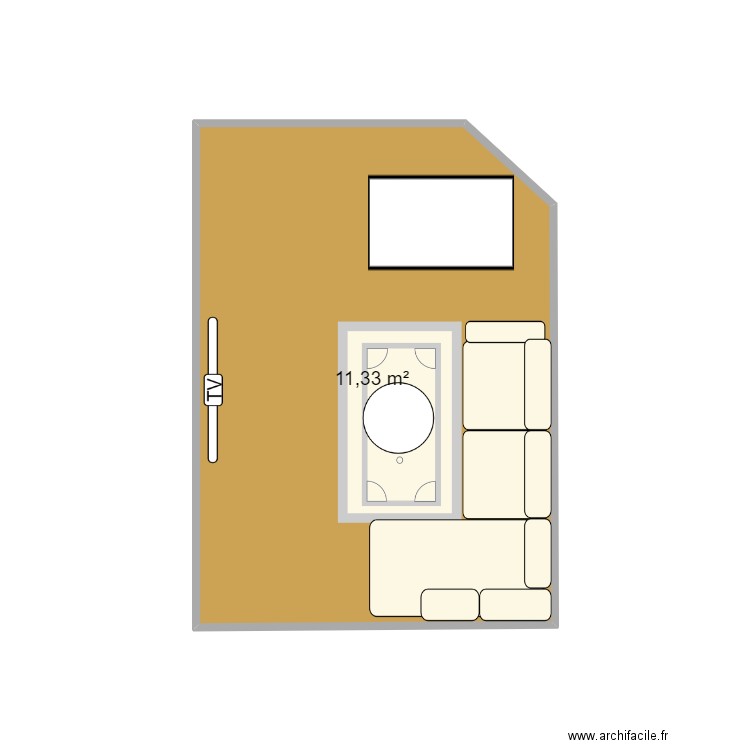 Séjour. Plan de 1 pièce et 11 m2