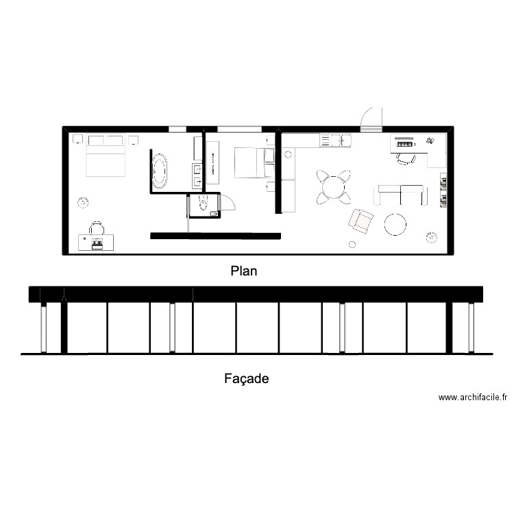 zonmai. Plan de 2 pièces et 114 m2