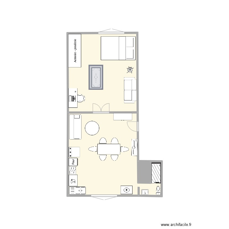 Acacias RDC. Plan de 3 pièces et 11 m2