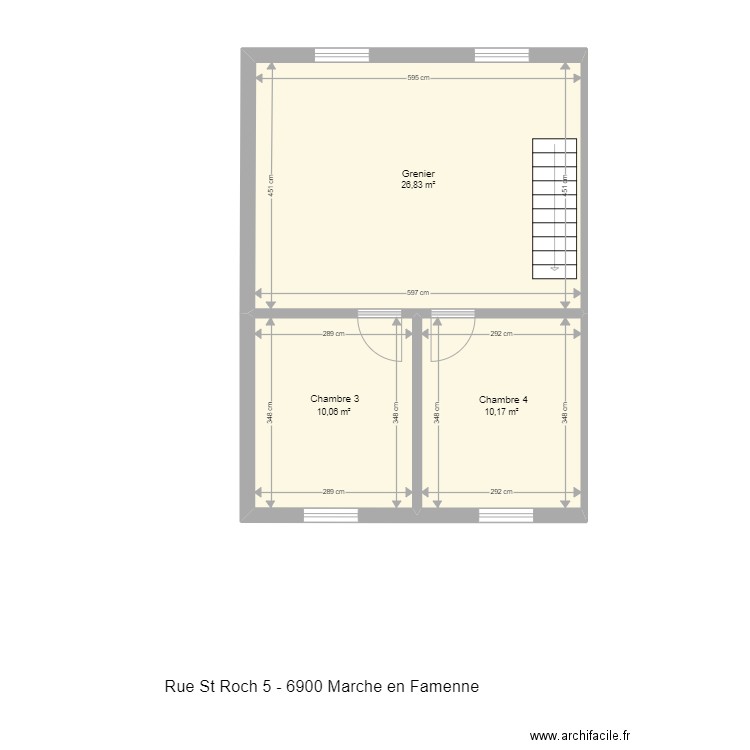 st roch 5 marche 2e. Plan de 3 pièces et 47 m2