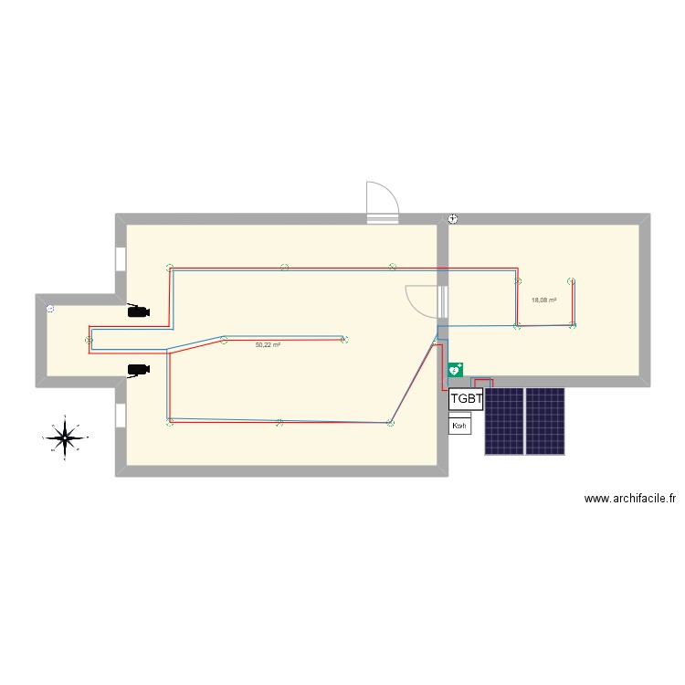 archi facile final pas fini. Plan de 2 pièces et 68 m2