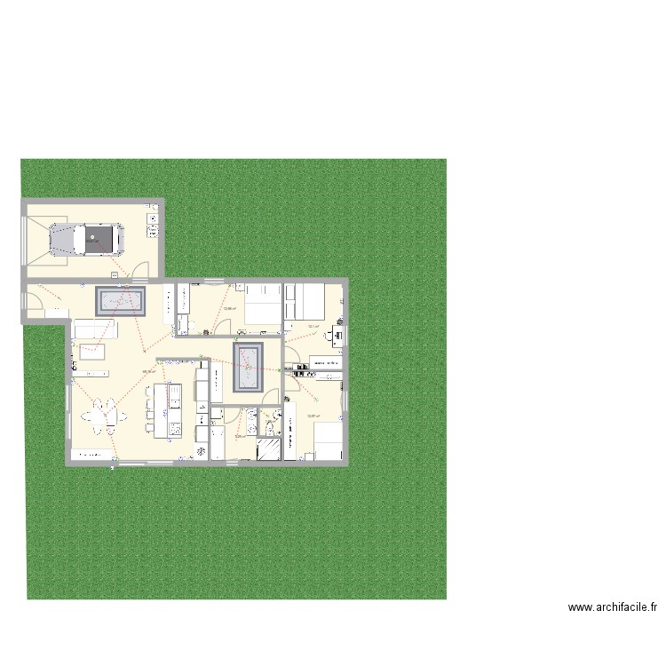 Villa . Plan de 7 pièces et 139 m2