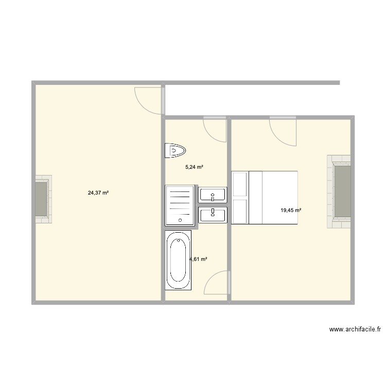 CHAMBRES 2 ET 3 SDB WC projet 5. Plan de 0 pièce et 0 m2