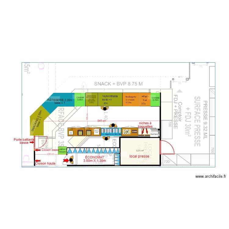 Colombe. Plan de 1 pièce et 6 m2