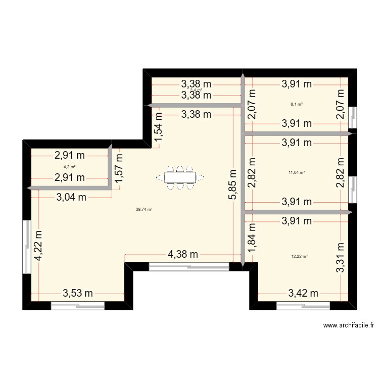 aka. Plan de 6 pièces et 79 m2