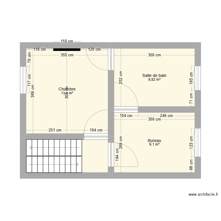 1er étage. Plan de 4 pièces et 36 m2