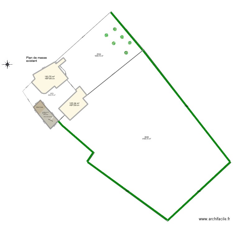 maison. Plan de 3 pièces et 386 m2