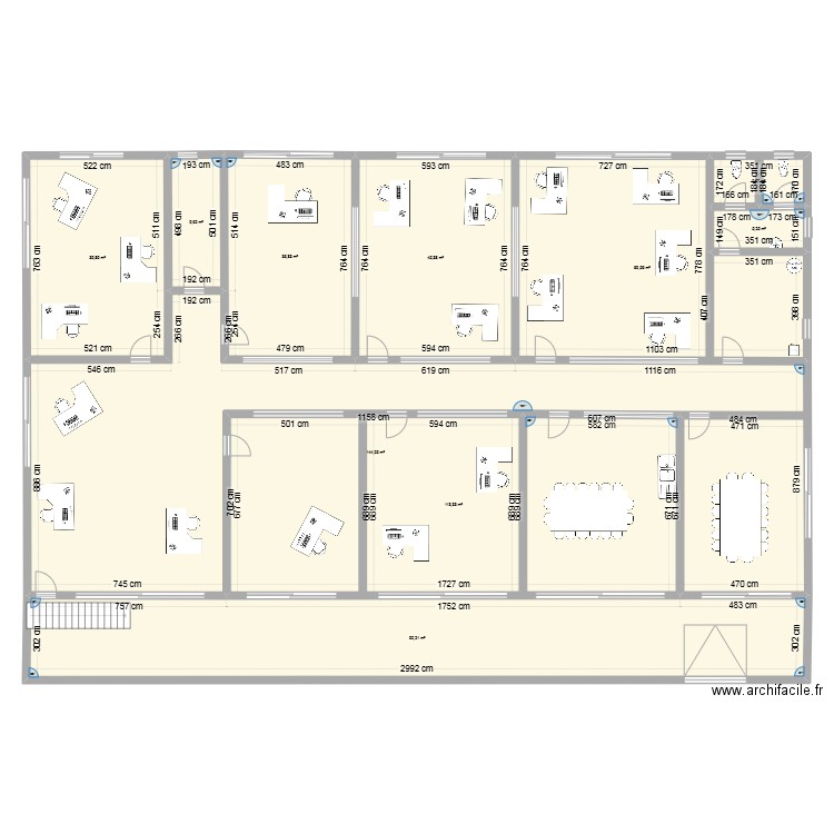 Bureaux Maignon. Plan de 10 pièces et 560 m2