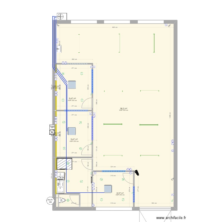 Bureau V7 plomb/elec. Plan de 0 pièce et 0 m2