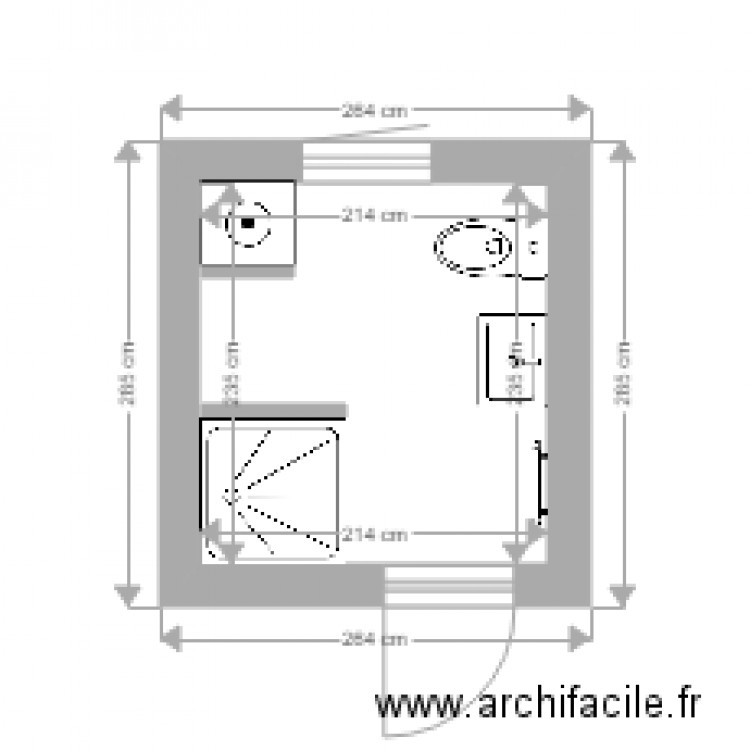 salle d'eau - Plan 1 pièce 5 m2 dessiné par cathamaro