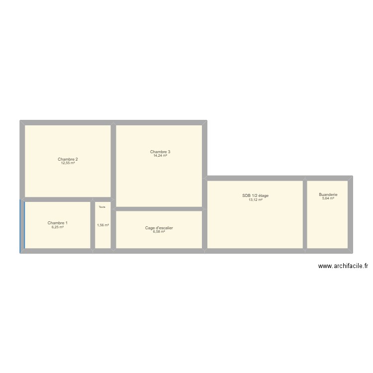 Etage 1-2 Beau Site 18. Plan de 7 pièces et 60 m2