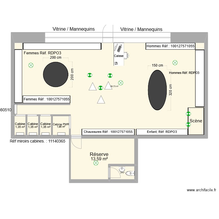 Boutique. Plan de 7 pièces et 121 m2