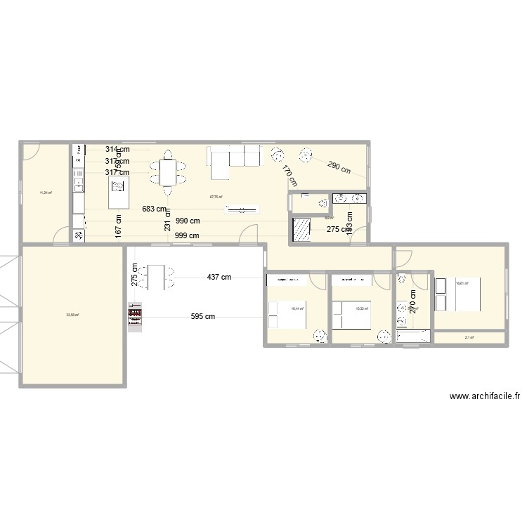 plan maison contenaire. Plan de 9 pièces et 167 m2