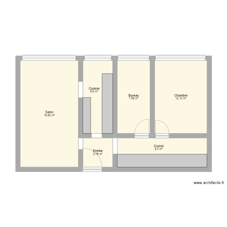 Meyrin. Plan de 6 pièces et 57 m2