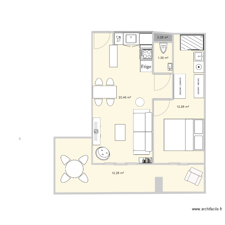 Plan appart Arcachon 2P VCam. Plan de 0 pièce et 0 m2