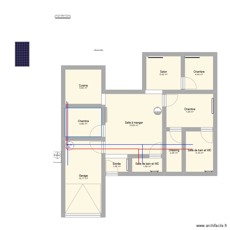 ICCER. Plan de 11 pièces et 67 m2