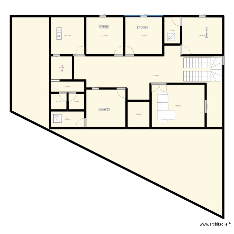 cheikh. Plan de 15 pièces et 255 m2