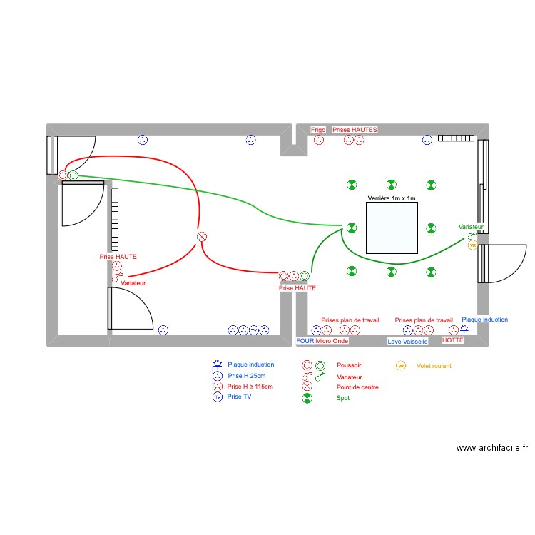 RDC Maison plan électrique. Plan de 0 pièce et 0 m2