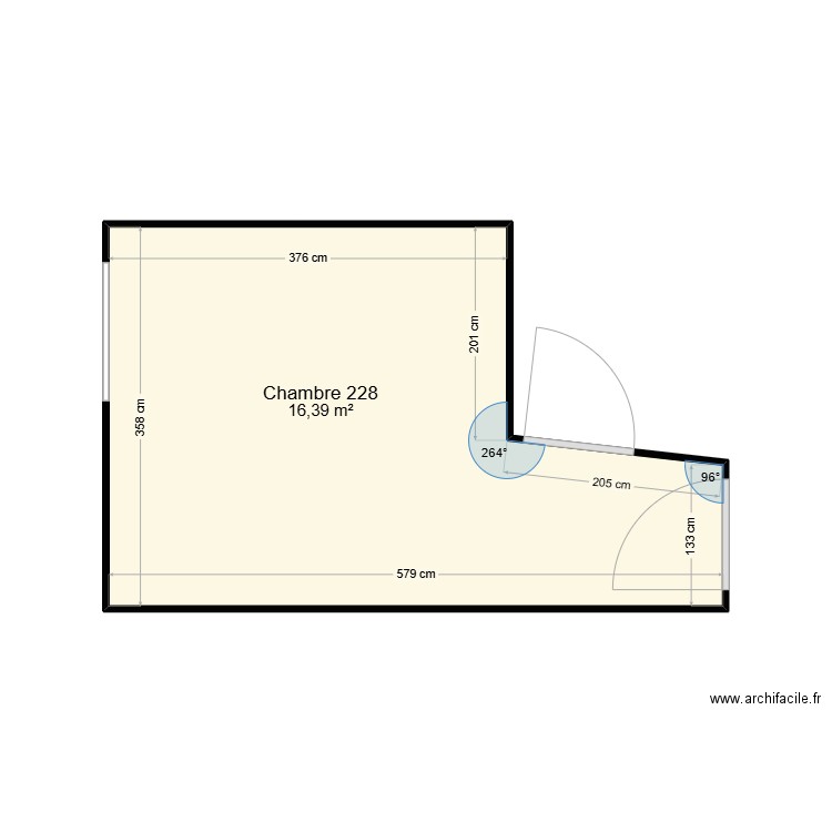 dame blanche ch 228. Plan de 1 pièce et 16 m2