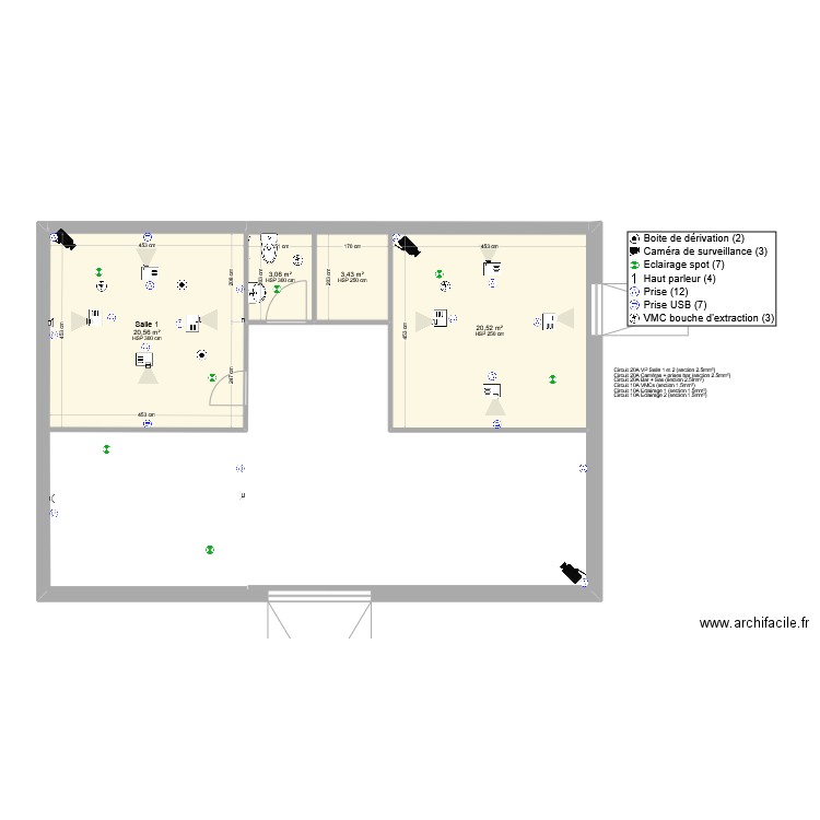 PanicRoom_Final. Plan de 4 pièces et 48 m2