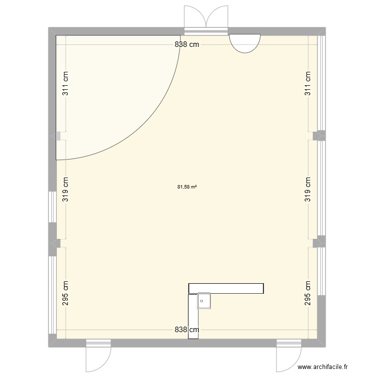 Salle Part'âges. Plan de 1 pièce et 82 m2