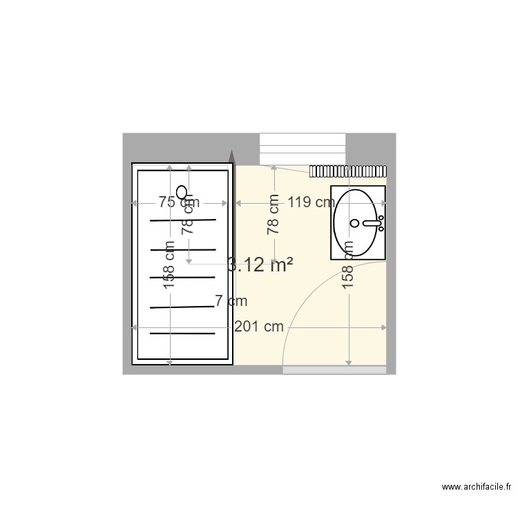 laville - Plan 1 pièce 3 m2 dessiné par Fmaxence25