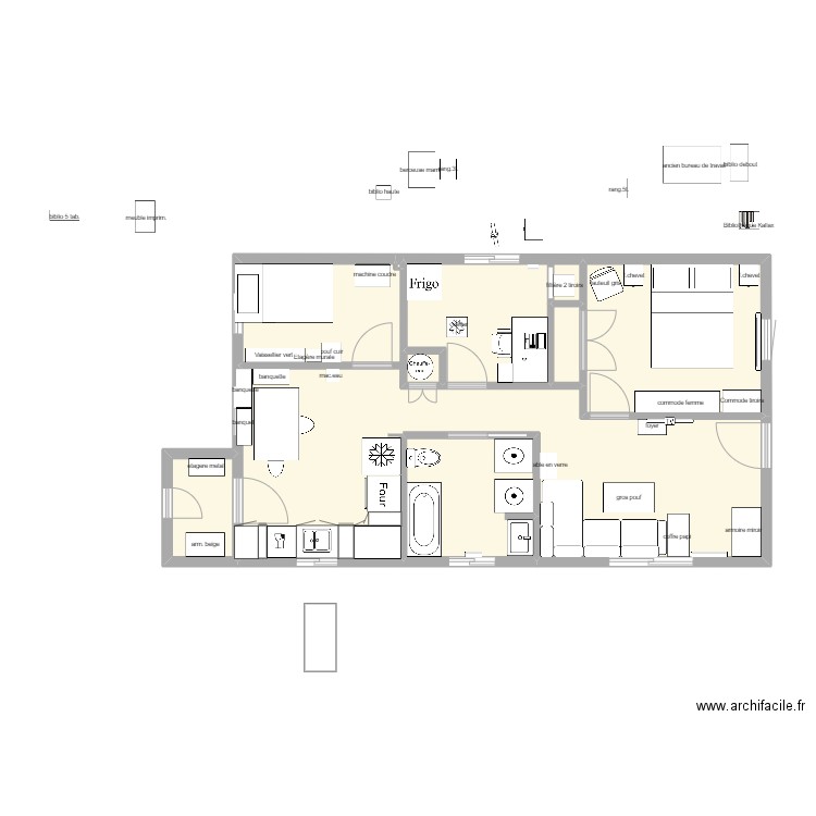 maison1 mod2. Plan de 8 pièces et 61 m2