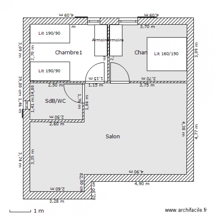 test 60 m2. Plan de 0 pièce et 0 m2