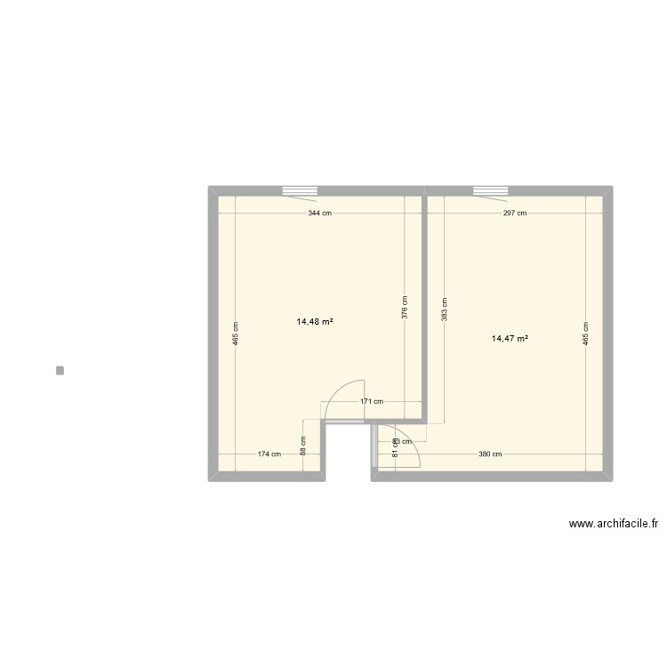 hasnon - Plan 2 pièces 33 m2 dessiné par emdb