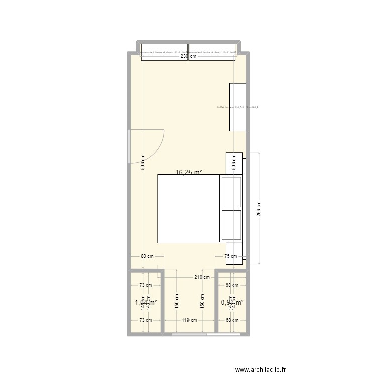 chambre parentale 2. Plan de 3 pièces et 18 m2