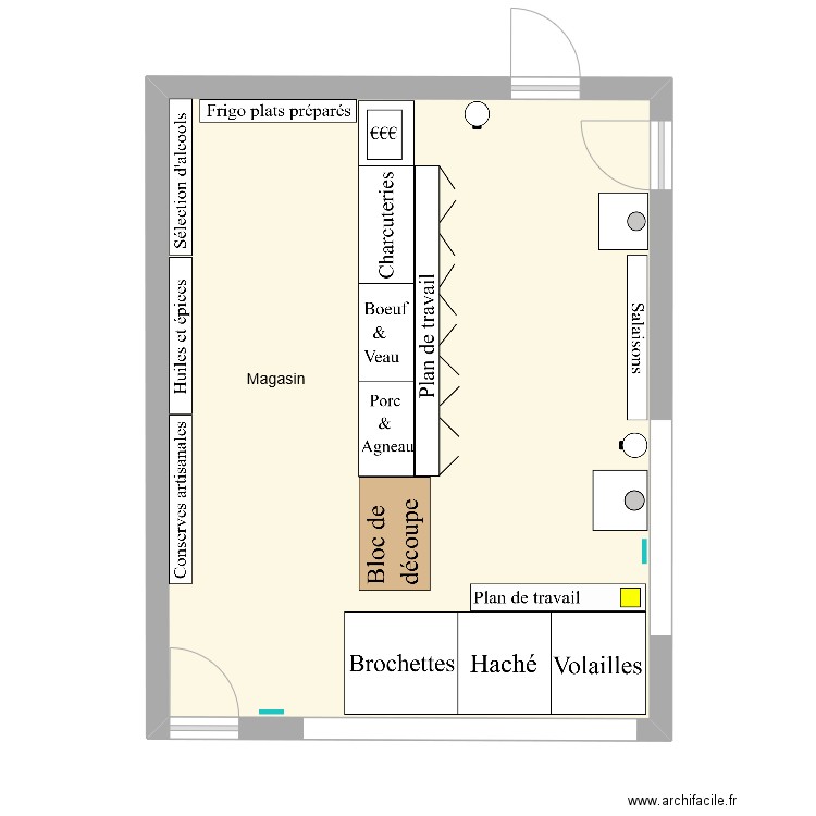 Magasi. Plan de 1 pièce et 40 m2