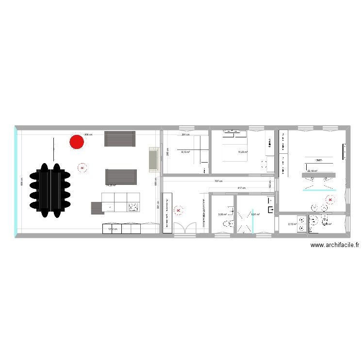 cassis. Plan de 8 pièces et 130 m2