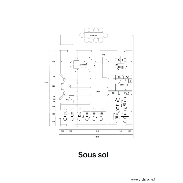 sous sol villa. Plan de 0 pièce et 0 m2